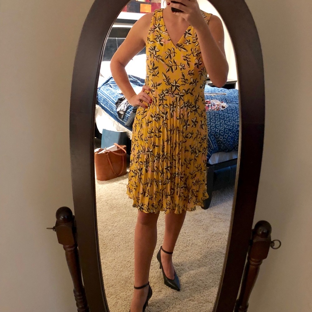 Banana Republic Pleated Yellow Dress